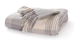 EHC Premium Reversible 100% Cotton Large 225 X 250 Cm Tartan Throws For Sofa, Bedspread,, Grey