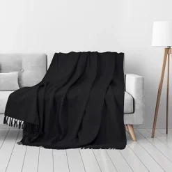 EHC Waffle Cotton Woven King Size Sofa Throw 3 Seater Sofa/ Chair/ Double Bed, 228 X 254 Cm, Black -DIY ehc waffle cotton woven king size sofa throw 3 seater sofa chair double bed 228 x 254 cm black5060238575904 03c MP