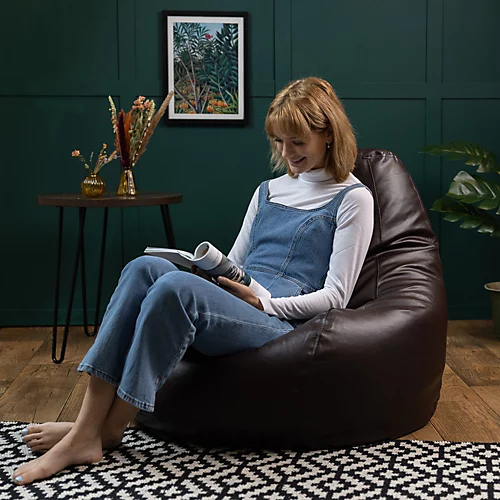 Faux Leather Recliner Bean Bag Brown Bean Bag Chair 4 Faux Leather Recliner Bean Bag Brown Bean Bag Chair - Image 2