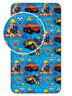 Fireman Sam Blue 100% Cotton Single Fitted Sheet