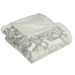 DIY -DIY furn scandi woodland printed sherpa fleece throw5025532543660 02c MP