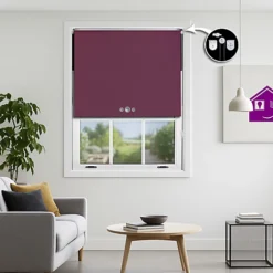 FURNISHED Blackout Roller Blinds With Triple Round Eyelets & Metal Fittings - Aubergine Blue (W)175cm (L)165cm
