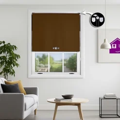 FURNISHED Blackout Roller Blinds With Triple Square Eyelets And Metal Fittings- Brown Trimmable (W)190cm (L)210cm