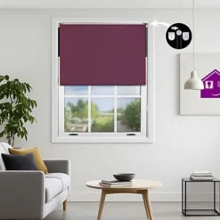 Furnished Made To Measure Blackout Roller Blinds With Metal Fittings - Aubergine Blue Blind For Home And Office (W210cm (L)210cm