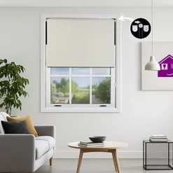 Furnished Made To Measure Blackout Roller Blinds With Metal Fittings - Cream Blind For Home And Office (W)90cm (L)165cm