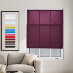 Furnished Made To Measure Day Light Roller Blinds - Aubergine Blue Roller Blind For Windows And Doors (W)240cm (L)210cm