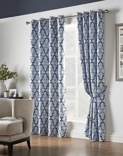 Geo 66" X 90" Blue (Ring Top Curtains)