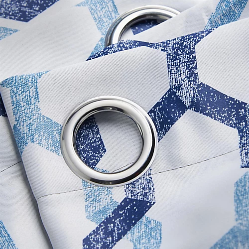 Geo 66" X 90" Blue (Ring Top Curtains) 4 Geo 66" X 90" Blue (Ring Top Curtains) - Image 2
