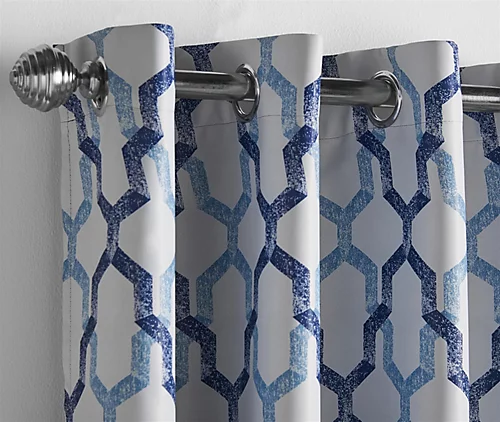 Geo 66" X 90" Blue (Ring Top Curtains) 5 Geo 66" X 90" Blue (Ring Top Curtains) - Image 3