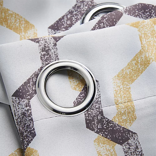 Geo 90" X 90" Ochre (Ring Top Curtains) 4 Geo 90" X 90" Ochre (Ring Top Curtains) - Image 2