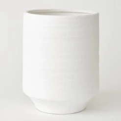 Bloom Giant White Terracotta Vase - Modern Vase For Fresh Or Artificial Flower Stem Bouquet Arrangements - H30.5 X 25cm Diameter