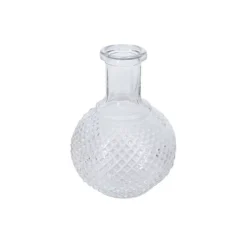 Glass Textured Onion Bottle Bud Vase. Height 15 Cm