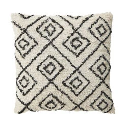 GoodHome Jaspar White Geometric Indoor Cushion (L)50cm X (W)50cm