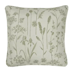 GoodHome Otema Light Green Floral Indoor Cushion (L)50cm X (W)43cm