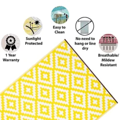 Green Decore Lightweight Reversible Stain Proof Plastic Outdoor Rug Nirvana, Yellow/White, 90cmx150cm (3ftx5ft) -DIY green decore lightweight reversible stain proof plastic outdoor rug nirvana yellow white 90cmx150cm 3ftx5ft 5060356040193 03c MP
