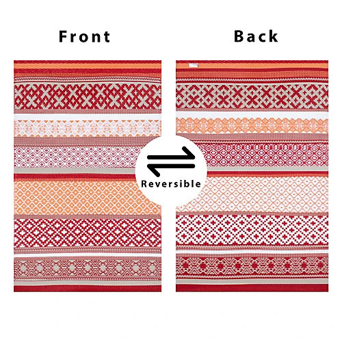 Green Decore Lightweight Reversible Stain Proof Plastic Outdoor Rug Prime Red / Grey 180cmx270cm (6ftx9ft) 3 Green Decore Lightweight Reversible Stain Proof Plastic Outdoor Rug Prime Red / Grey 180cmx270cm (6ftx9ft) - Image 2