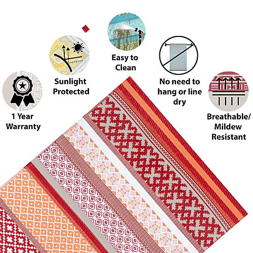 Green Decore Lightweight Reversible Stain Proof Plastic Outdoor Rug Prime Red / Grey 180cmx270cm (6ftx9ft) 4 Green Decore Lightweight Reversible Stain Proof Plastic Outdoor Rug Prime Red / Grey 180cmx270cm (6ftx9ft) - Image 3