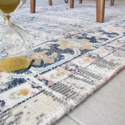 Grey Navy Vintage Bordered Zero Pile Distressed Area Rug 190x280cm -DIY grey navy vintage bordered zero pile distressed area rug 190x280cm5059815572610 04c MP