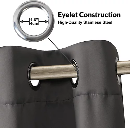 Grey Thermal Insulating Blackout Curtains Eyelet Set Thermally Insulated For Summer & Winter 46 X 54 Inch 4 Grey Thermal Insulating Blackout Curtains Eyelet Set Thermally Insulated For Summer & Winter 46 X 54 Inch - Image 2