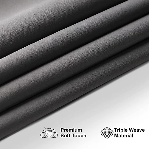 Grey Thermal Insulating Blackout Curtains Eyelet Set Thermally Insulated For Summer & Winter 46 X 54 Inch 5 Grey Thermal Insulating Blackout Curtains Eyelet Set Thermally Insulated For Summer & Winter 46 X 54 Inch - Image 3