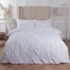 Highams Diamond Pintuck Duvet Cover With Pillowcase, White - Double -DIY highams diamond pintuck duvet cover with pillowcase white double5027434121779 01c MP