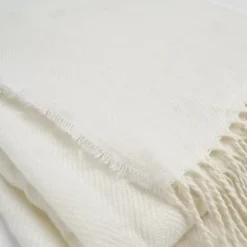 Highams Herringbone Chevron Tassel Knit Trim Soft Throw, Cream - 150 X 200cm -DIY highams herringbone chevron tassel knit trim soft throw cream 150 x 200cm5027434134540 02c MP