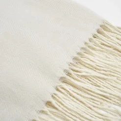 Highams Herringbone Chevron Tassel Knit Trim Soft Throw, Cream - 150 X 200cm -DIY highams herringbone chevron tassel knit trim soft throw cream 150 x 200cm5027434134540 03c MP