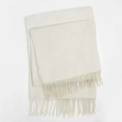 Highams Herringbone Chevron Tassel Knit Trim Soft Throw, Cream - 150 X 200cm -DIY highams herringbone chevron tassel knit trim soft throw cream 150 x 200cm5027434134540 04c MP