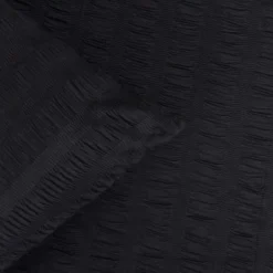 Highams Seersucker Duvet Cover With Pillow Case Bedding Set, Black - King