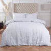 Highams Seersucker Duvet Cover With Pillowcase Bedding, White - Single -DIY highams seersucker duvet cover with pillowcase bedding white single5027434113149 01c MP
