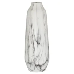 Hill Interiors Olpe Marble Vase White/Grey (41cm X 14cm X 14cm)