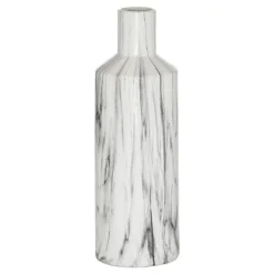 Hill Interiors Sutra Marble Vase White/Grey (41cm X 14cm X 14cm)