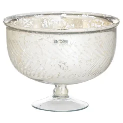 Hill Interiors The Lustre Collection Gl Footed Bowl Silver (21cm X 28cm X 28cm)