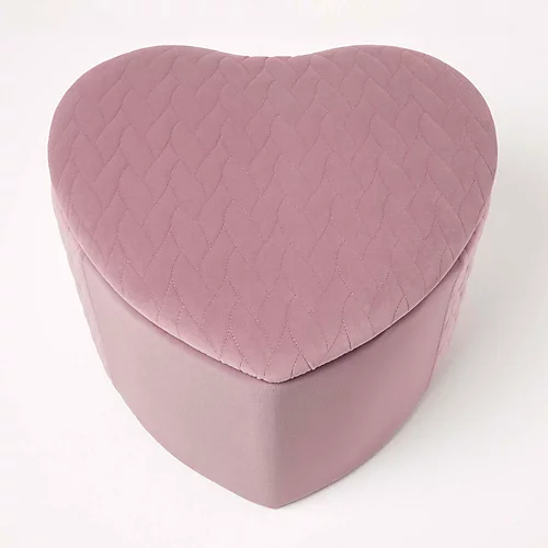 Homescapes Arundel Heart-Shaped Velvet Footstool With Storage, Pink 4 Homescapes Arundel Heart-Shaped Velvet Footstool With Storage, Pink - Image 2