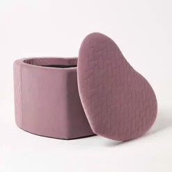 Homescapes Arundel Heart-Shaped Velvet Footstool With Storage, Pink 9 Homescapes Arundel Heart-Shaped Velvet Footstool With Storage, Pink -DIY homescapes arundel heart shaped velvet footstool with storage pink5056280711995 04c MP