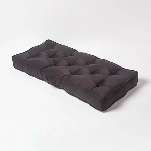 Homescapes Black Faux Suede 2 Seater Booster Cushion 4 Homescapes Black Faux Suede 2 Seater Booster Cushion - Image 2