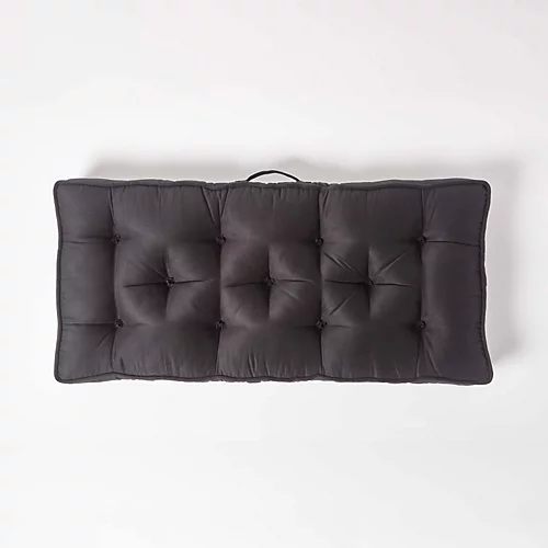 Homescapes Black Faux Suede 2 Seater Booster Cushion 5 Homescapes Black Faux Suede 2 Seater Booster Cushion - Image 3