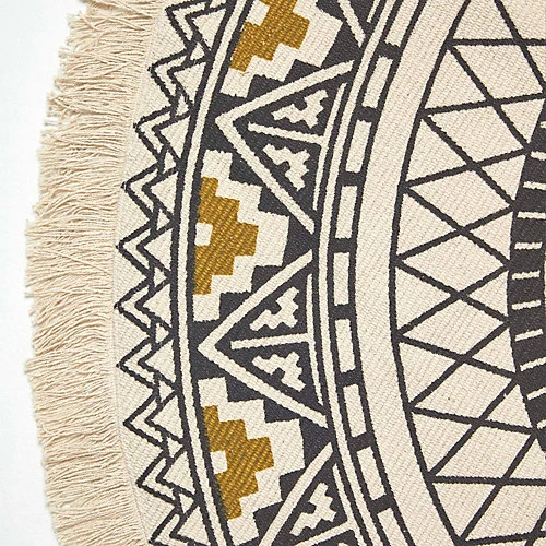 Homescapes Black & Gold 100% Cotton Mandala Printed Round Rug 5 Homescapes Black & Gold 100% Cotton Mandala Printed Round Rug - Image 3