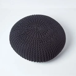 Homescapes Black Large Round Cotton Knitted Pouffe Footstool 8 Homescapes Black Large Round Cotton Knitted Pouffe Footstool -DIY homescapes black large round cotton knitted pouffe footstool5055967430716 03c MP