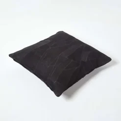 Homescapes Black Real Leather Suede Cushion With Feather Filling -DIY homescapes black real leather suede cushion with feather filling5055967489608 03c MP