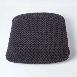 Homescapes Black Square Cotton Knitted Pouffe Floor Cushion -DIY homescapes black square cotton knitted pouffe floor cushion5055967430709 03c MP