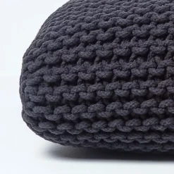 Homescapes Black Square Cotton Knitted Pouffe Floor Cushion -DIY homescapes black square cotton knitted pouffe floor cushion5055967430709 04c MP