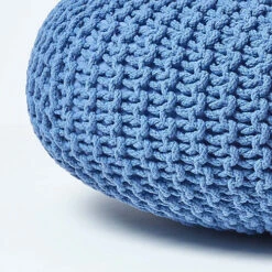 Homescapes Blue Large Round Cotton Knitted Pouffe Footstool 9 Homescapes Blue Large Round Cotton Knitted Pouffe Footstool -DIY homescapes blue large round cotton knitted pouffe footstool5055967493735 04c MP