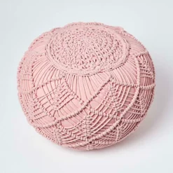 Homescapes Blush Pink Crochet Knitted Pouffe 40 X 50 Cm -DIY homescapes blush pink crochet knitted pouffe 40 x 50 cm5056280715955 03c MP