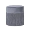 Homescapes Buckingham Velvet Pouffe With Fringes, Grey -DIY homescapes buckingham velvet pouffe with fringes grey5056280701958 01c MP
