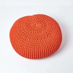 Homescapes Burnt Orange Large Round Cotton Knitted Pouffe Footstool -DIY homescapes burnt orange large round cotton knitted pouffe footstool5055967493568 03c MP