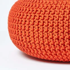 Homescapes Burnt Orange Large Round Cotton Knitted Pouffe Footstool -DIY homescapes burnt orange large round cotton knitted pouffe footstool5055967493568 04c MP