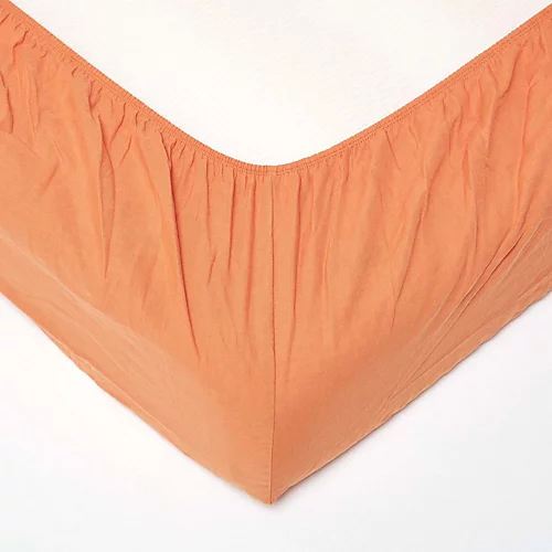 Homescapes Burnt Orange Linen Fitted Sheet, Small Double 4 Homescapes Burnt Orange Linen Fitted Sheet, Small Double - Image 2