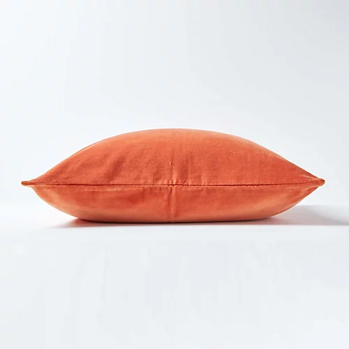 Homescapes Burnt Orange Velvet Cushion Cover, 60 X 60 Cm 4 Homescapes Burnt Orange Velvet Cushion Cover, 60 X 60 Cm - Image 2