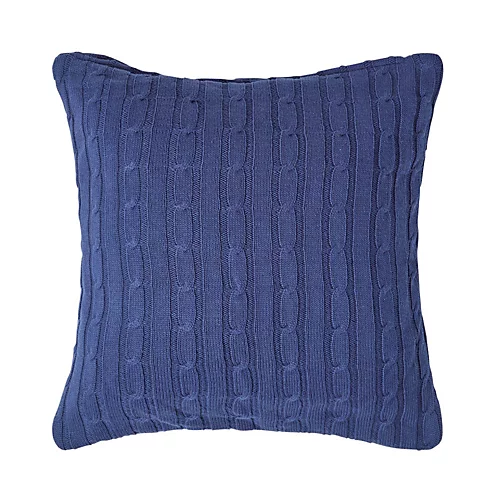 Homescapes Cotton Cable Knit Navy Blue Cushion Cover, 45 X 45 Cm 3 Homescapes Cotton Cable Knit Navy Blue Cushion Cover, 45 X 45 Cm